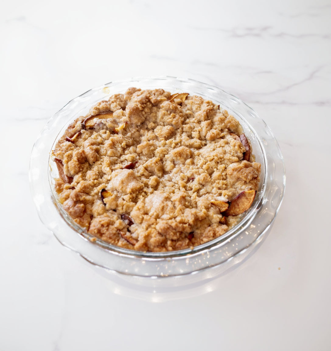 Nectarine Crumble in Pyrex