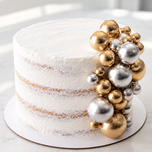 Gold & Silver Ball Large Cake