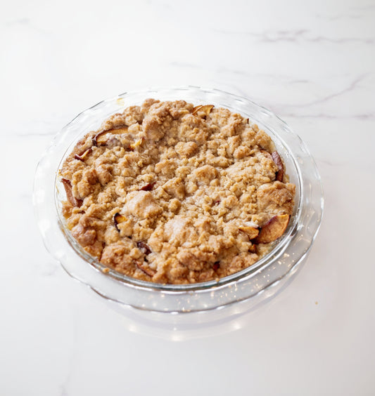Nectarine Crumble in Pyrex