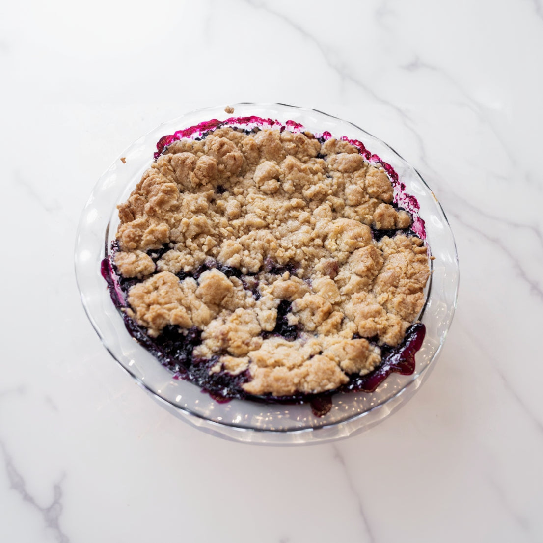 Blueberry Crumble in Pyrex